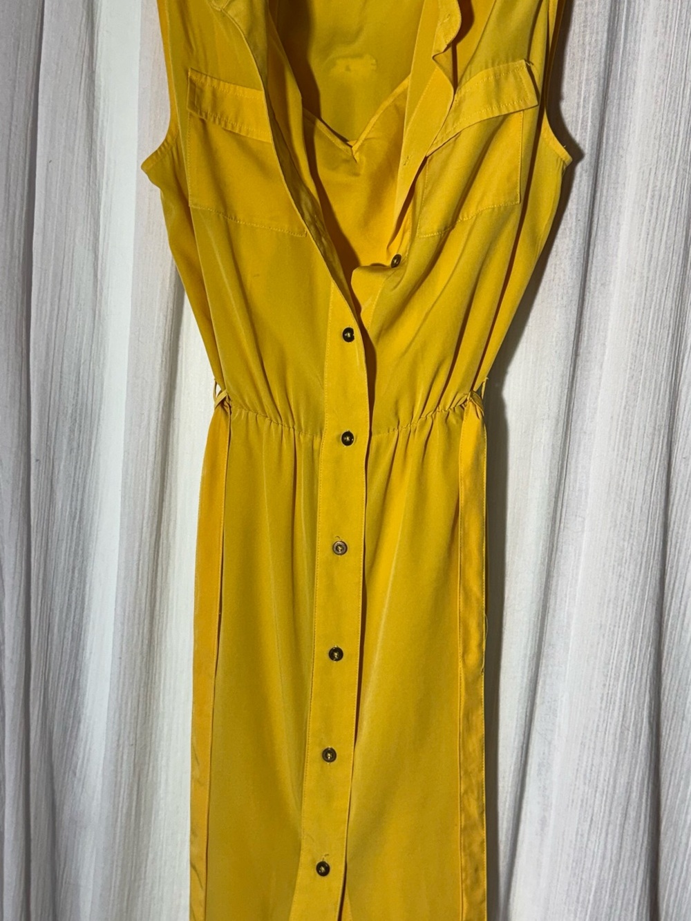 Banana Republic Sleeveless Button-Front Midi Dress in Yellow
